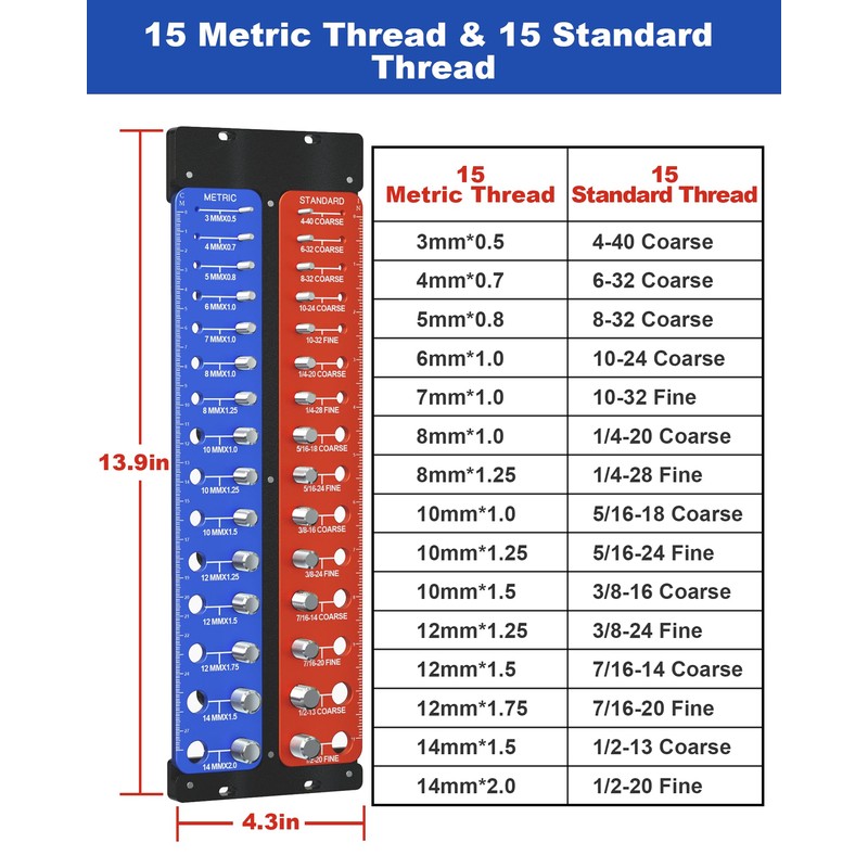 Detachable Magnetic Nut and Bolt Thread Checker, 30 Bolt and