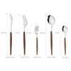 JASHII 20 Pieces Wood Stainless Steel Cutlery Set Wooden Handle