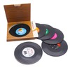 6 Pcs Black Retro CD Record Coasters