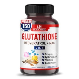 ToeahGlutathione Supplement 10,050mg Active Reduced Form, Enriched with Resveratrol, NAC, Collagen, Hyaluronic Acid, Vitamin C - Advanced Antioxidant 
