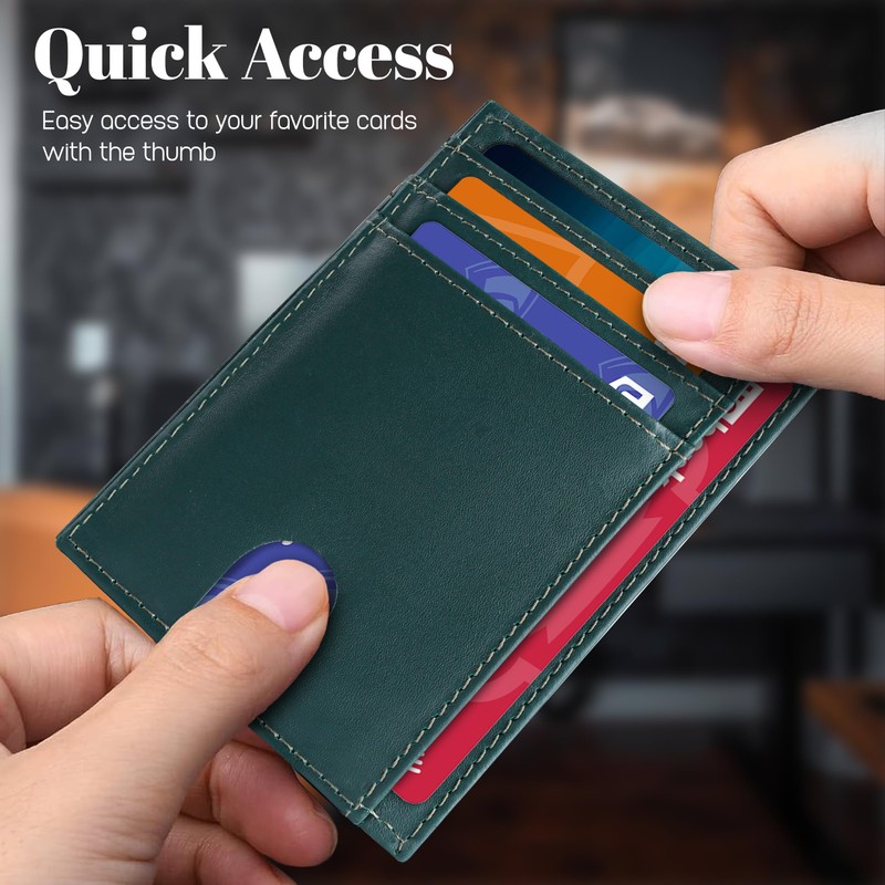 AMEHA Men's Minimalist Slim Wallet Front Pocket Genuine Leather RFID