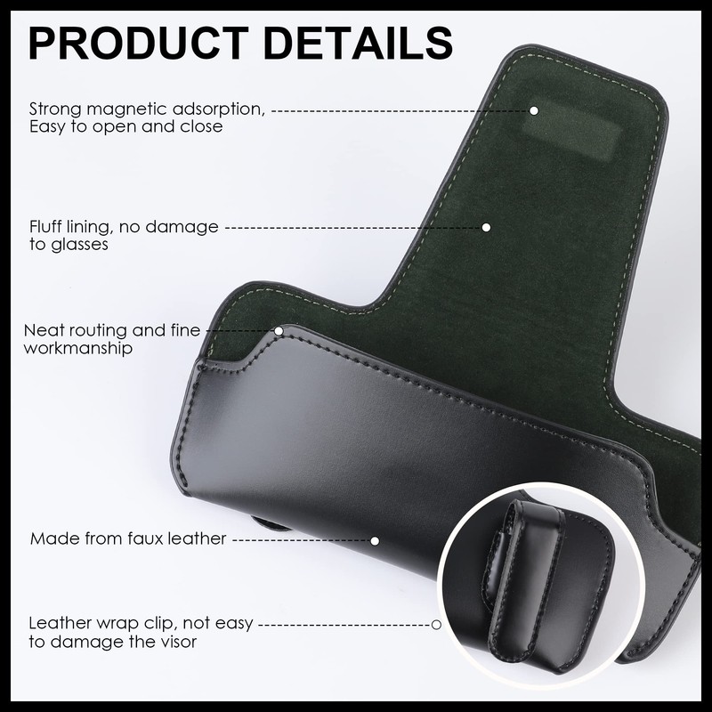 URIZZD Sunglass Holder for Car Visor, Car Sunglasses Holder Leather,