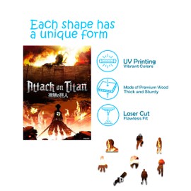 Crafthub Attack on Titan Wooden Puzzles for Adults – A3 Attack on Titan Pizzle with 308 Pieces – Jigsaw Puzzle with Unique Shapes – Family Games for Kids and Adults – 15.1" x11" (38.4 x 27.9cm)