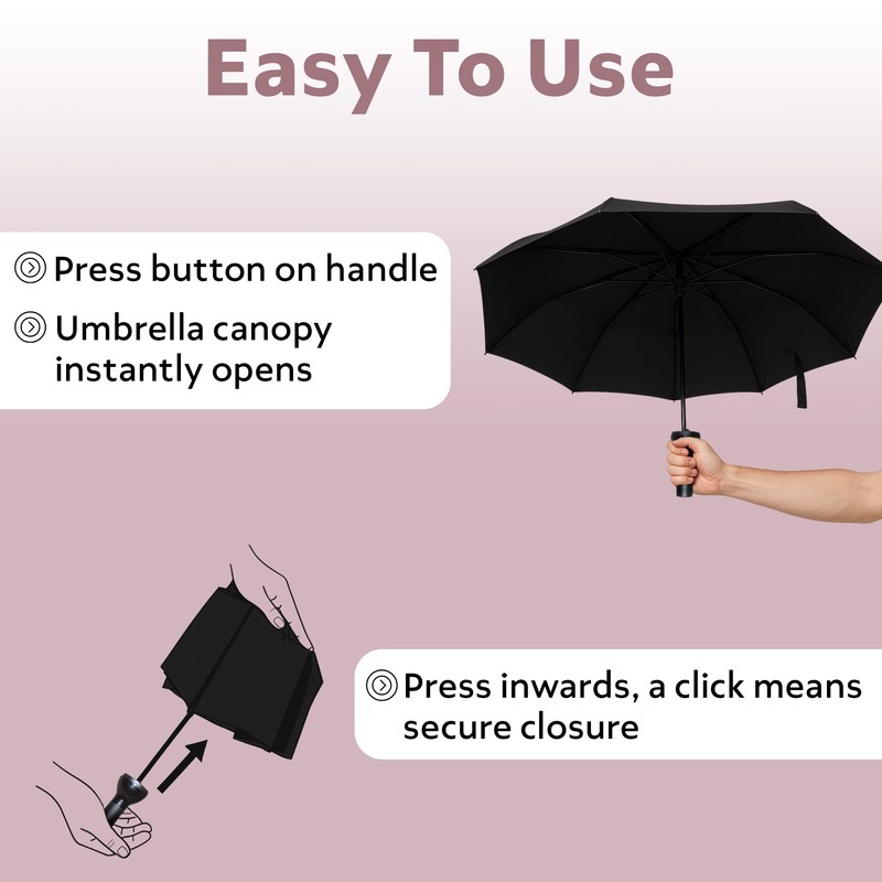 Home Vista Black Umbrella, Slim Bottle Packing Windproof Travel Umbrella