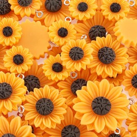 Boutigem 40 Pieces Sunflower Pendants Opaque Resin Flower Sun Flower Charms Pendants for Jewellery Making DIY Bracelet Necklace Dangle Earrings Resin Opaque, Resin Resin Opaque Resin, Resin