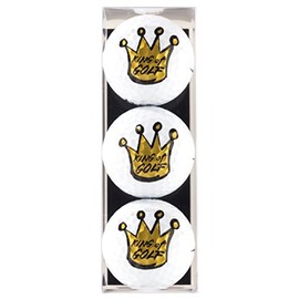 KING OF GOLF Golf Ball Gift Set of 3 Printed Golf Balls in Gift Box - Great Gift for the King of Golf
