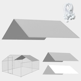 Chicken Coop Cover, 11.5 * 6.5 FT Chicken Run Cover with Ball Bungees Cords, Sun Shade Cloth for Yard Large Chicken Coop, Walk-in Chicken Run Pen, Duck Coop Tarp (1 Pack,Grey)