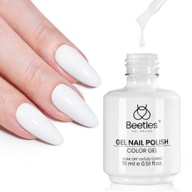 Beetles White Gel Nail Polish,15ml French UV Nail Polish Soak Off Nail Art Manicure Salon DIY Design Home Snowdrop Gift for Woman Colorful Bottle Gel