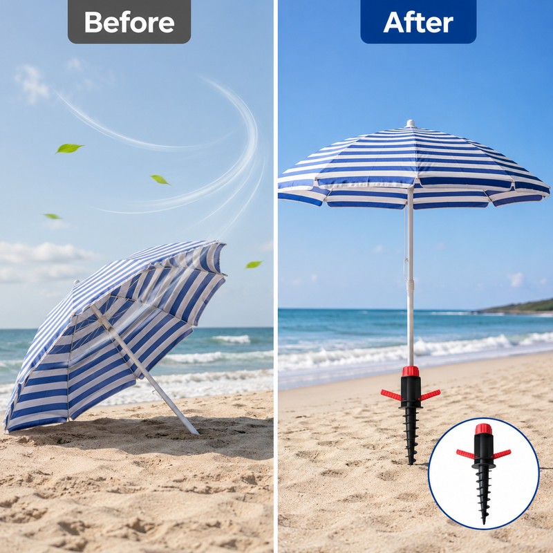 Beach Umbrella Sand Anchor for Outdoor Shade – Heavy-Duty Spiral