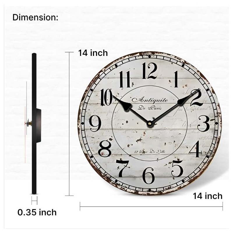 YOAI Wall Clock Kitchen Clock Vintage Shabby Chic Antique Nostalgia