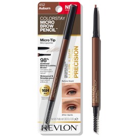 Revlon ColorStay Micro Eyebrow Pencil with Built In Spoolie Brush, Infused with Argan and Marula Oil, Waterproof, Smudgeproof, 452 Auburn (Pack of 1)