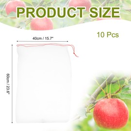 uxcell 10Pcs Mesh Net, Fruit Protection Bags 23.6x15.7 Inch 40D Green Fruit Cover Mesh Bag for Plant Flower Vegetable, White