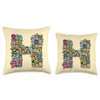 Letter H Monsters Alphabet Name Initial Cute Monogrammed Throw Pillow