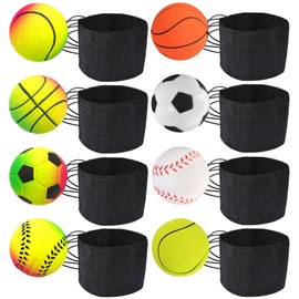DBAILY Springball with Cord 8 Pieces Diameter 47 mm Wrist Return Ball with Elastic Band Ball with Cord for Children Adults Football, Basketball, Softball, Baseball