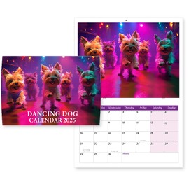 Dancing Dog Wall Calendar 2025 A4 12 Months 2025 Calendar UK Month to View Calendar 2025 Papa Prints