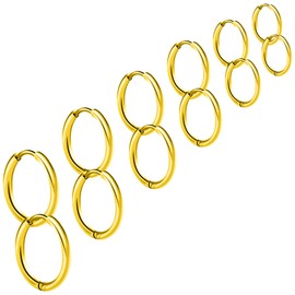 XdealCozyxc Earrings Hoop for Women, Plated Sleeper Cartilage Huggie Earring 8/10/12/14/16/18mm
