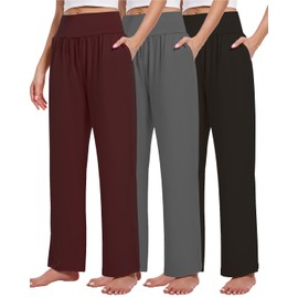Kivdol 3PACK Women's Casual Loose Wide Leg Cozy Pants Yoga High Waisted Sweatpants Comfy Lounge Pants with Pants with Pockets