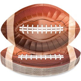 EPHYO 50PCS Football Party Paper Plates 10x6.5in Superbowl Plates Super Bowl Disposable Plates Dessert Appetizer Dinner Party Supplies Football Shaped Plates Oval
