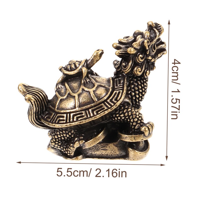 Mobestech Retro Copper Dragon Turtle Figurine Desktop Decor Unique Metal