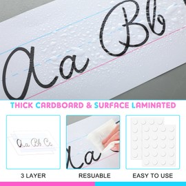 Mooliwe 24 Pcs Cursive Alphabet Classroom Wall 11.8 X 6.3 inches Strip Number Border Posters Number Bulletin Strips ABC and Numbers 0 to 10 Border