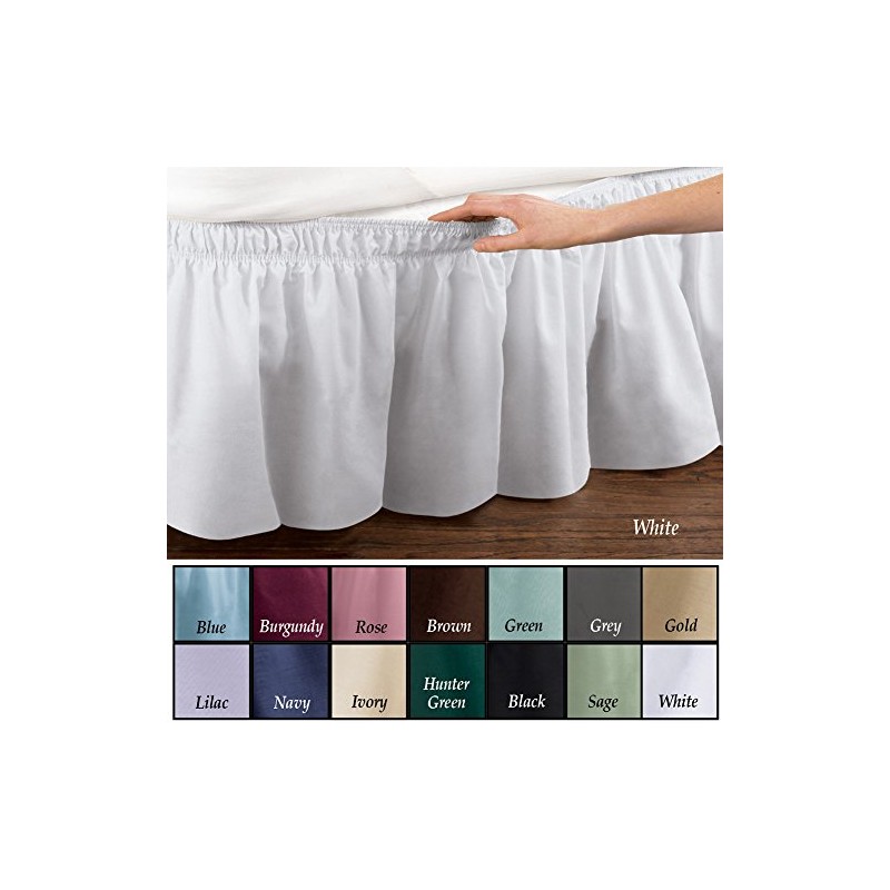 Collections Etc Wrap Around Bed Skirt, Easy Fit Elastic Dust