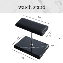 GDAOHELRS Men's Premium Watch Display Stand,Watch Stand,Watch Organizer,Watch Holder,Bracelet Display Stand,Elegant Marble Base with Leather Surface (black)