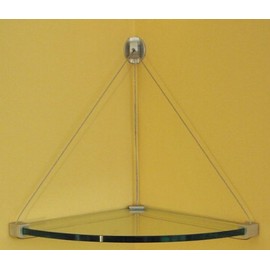 Cable Corner Shelf - Glass Shelving with Stainless Steel Cables (Clear) (10" x 10")