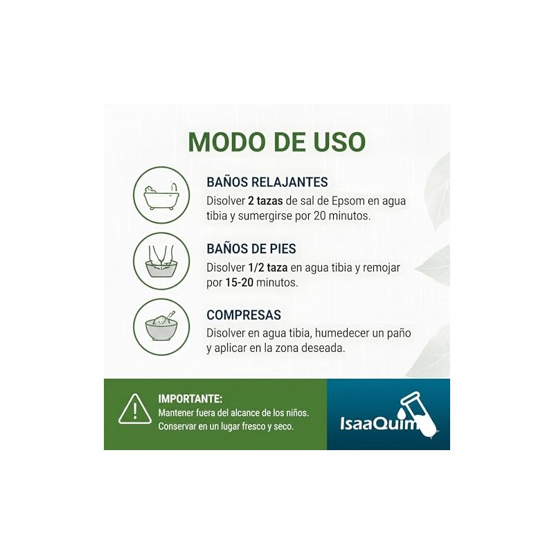 Sal de Epsom ISAAQUIM 1 kg | Sulfato de Magnesio