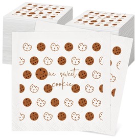Kosiz 100 Pcs Milk and Cookies Birthday Party Napkins Unfolded 9 x 9 Inch 3 Ply Disposable Decoration Paper Table Supplies for One Sweet 1st Birthday Party Baby Shower