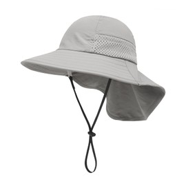 SEYUFN Baby Sun Hat Girls Boys Neck Cap Child Protection Bucket Hats Breathable Baby Girl Beach Hat Toddler Summer Hat, C-grey