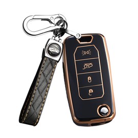 ontto TPU Car key fob cover Fit for Jeep Renegade Compas 2016-2020 Flip Key case Shell keyring Folding Key Holder bag keychain protective Accessories 4 buttons Black A