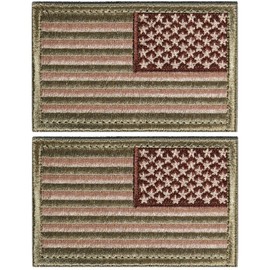 2 Pieces Tactical USA Flag Patch American Flag US United States of America Regular and Reverse Military Uniform Emblem Patches (Multitan - 2 Packs Reverse)