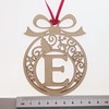 Laser cut Christmas tree bauble decoration: Letter E