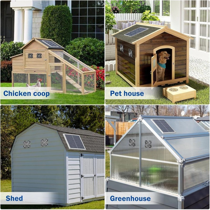 Neijiaer 18W Solar Waterproof Fan for Chicken Coop-10FTCable