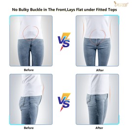 JASGOOD Cinturón elástico invisible para mujer, cinturón elástico invisible con hebilla plana para jeans y vestidos, Hebilla de color M-azul-latón, Suit for US Size 0-16