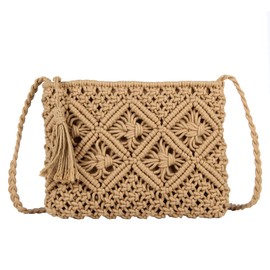 SUKUTU Women’s Handwoven Crossbody Purse Summer Beach Straw Messenger Bag Woven Cotton Handmade Shoulder Handbag