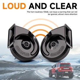 FARBIN Train Horn for Truck 12V Car Horns Loud Waterproof Auto Horn Electric Snail Horn Kit for Any 12V Vehicl (black, 12v)