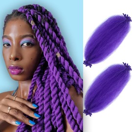 Afro Twist Hair Pre Separated Springy Afro Twist Hair Pre stretched Wrapping Hair for Soft Locs Afro Spring Twist Hair Marley Twist Braiding Hair Extensions (30 Inch (Pack of 3),Purple#)
