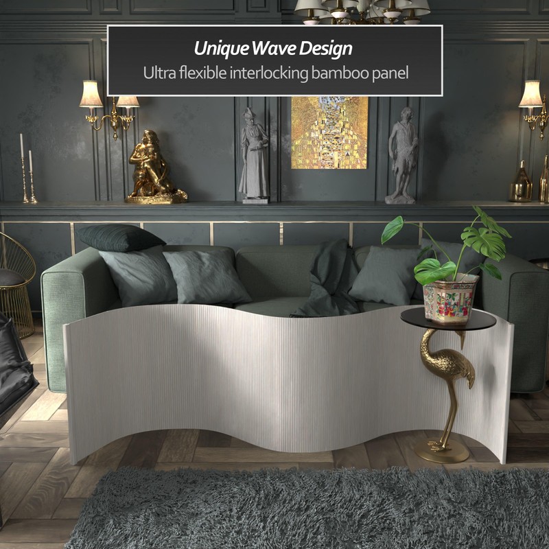 Red Lantern 2 ft. Short Bamboo Wave Screen - White