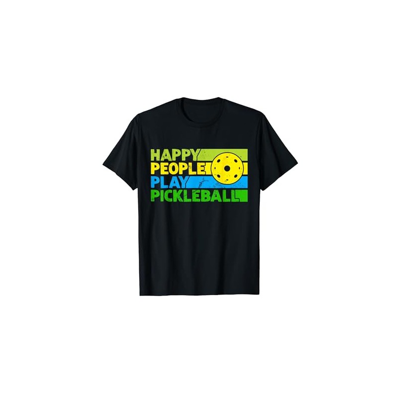 Happy People Play Pickleball T-Shirt, black