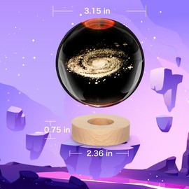 FDHSR Large 3D Galaxy Crystal Ball Night Light,3.15 Inch K9 Crystal Ball Night Light with Wooden Base,16 Colors Changing Light with Dimmable Remote Control Planet Birthday Gifts for Home Decorations