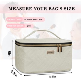 BAFAMYE 5L Travel Makeup Bag, Portable Cosmetic Bag for Women, Large Capacity Travel Toiletry Accessories Organizer case with Divider, Beige 1.34 GAL