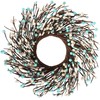 Quixem 15 Inch Rustic Teal Cream Pip Berry Candle Ring