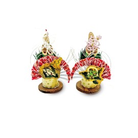 [2024 Mamawreath Mini Kadomatsu 2 Pieces] Pair of Wind Shin Cranes, Thunder God, Tortoise, Entrance Decoration, New Year Decoration, Tabletop Kadomatsu Height 6.3 inches (16 cm), Width 4.3 inches (11