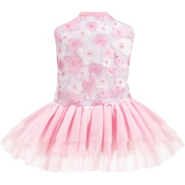 Dog Princess Dress, Dog Skirt Wedding Dress Summer Peach Blossom Petal Embroidery Tulle Ruffle Dresses Birthday Party Costume for Small Dog Girl Apparel (Pink, XL)