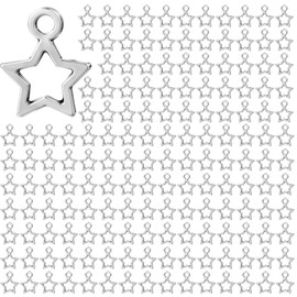 200 PCS Silver Star Charms Hollow Four-Pointed Star Charms Connector Pendant Charm Beads Y2k Charm for Jewelry Making Mini Metal Hollow Stars Pendant for Necklace Earring Bracelet Keychain DIY