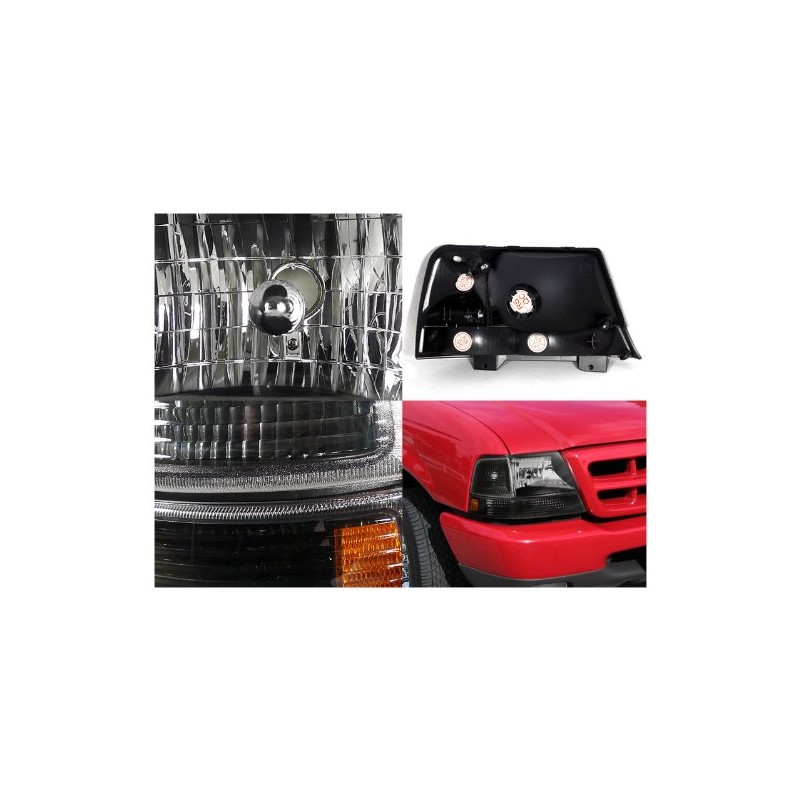 SPEC-D TUNING 4PC Black Headlights + Signal Corner Lights Compatible