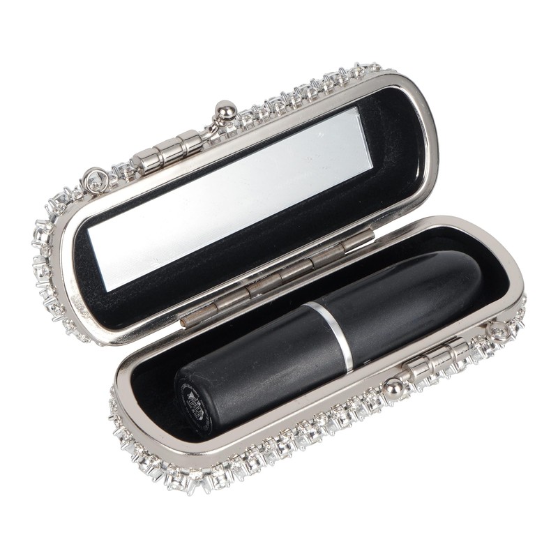 LABANCA Rhinestone Lipstick Case With Mirror Mini Lipstick Crossbody Bag