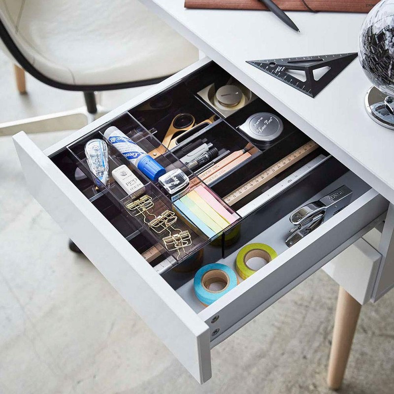 山崎実業(Yamazaki) 伸縮 & スライド デスクトレー ブラック 約W25×D24.6~45×H5.7cm タワー tower 引き出し