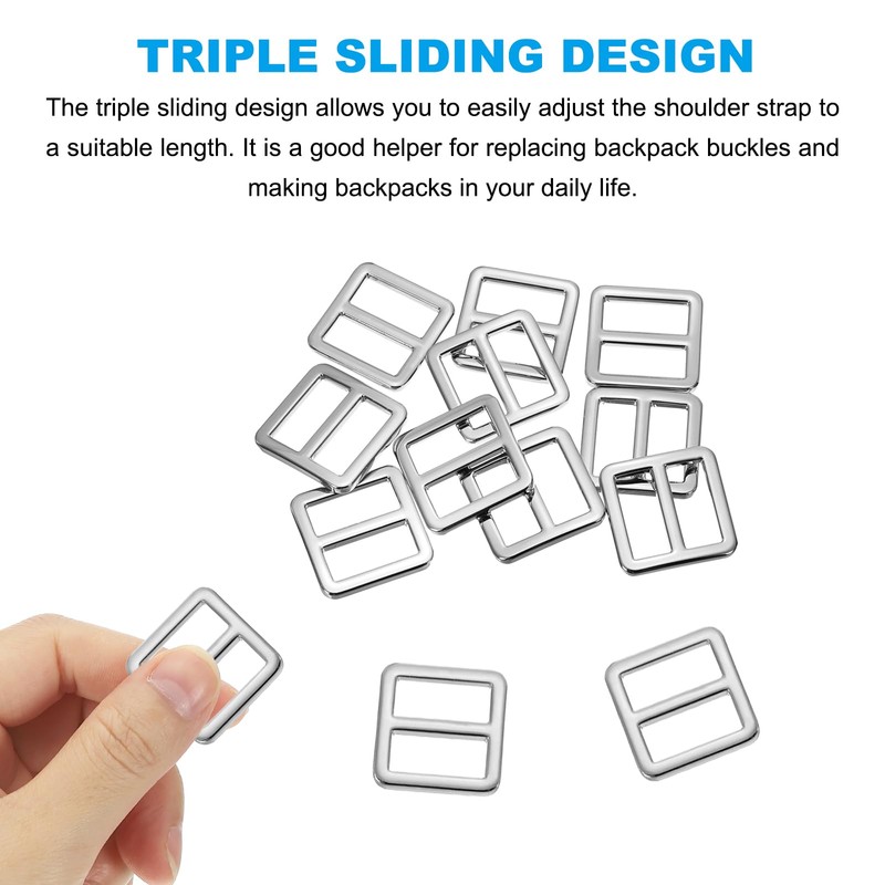 PATIKIL Flat Metal Slide Buckle 2 Inch / 50mm, 10